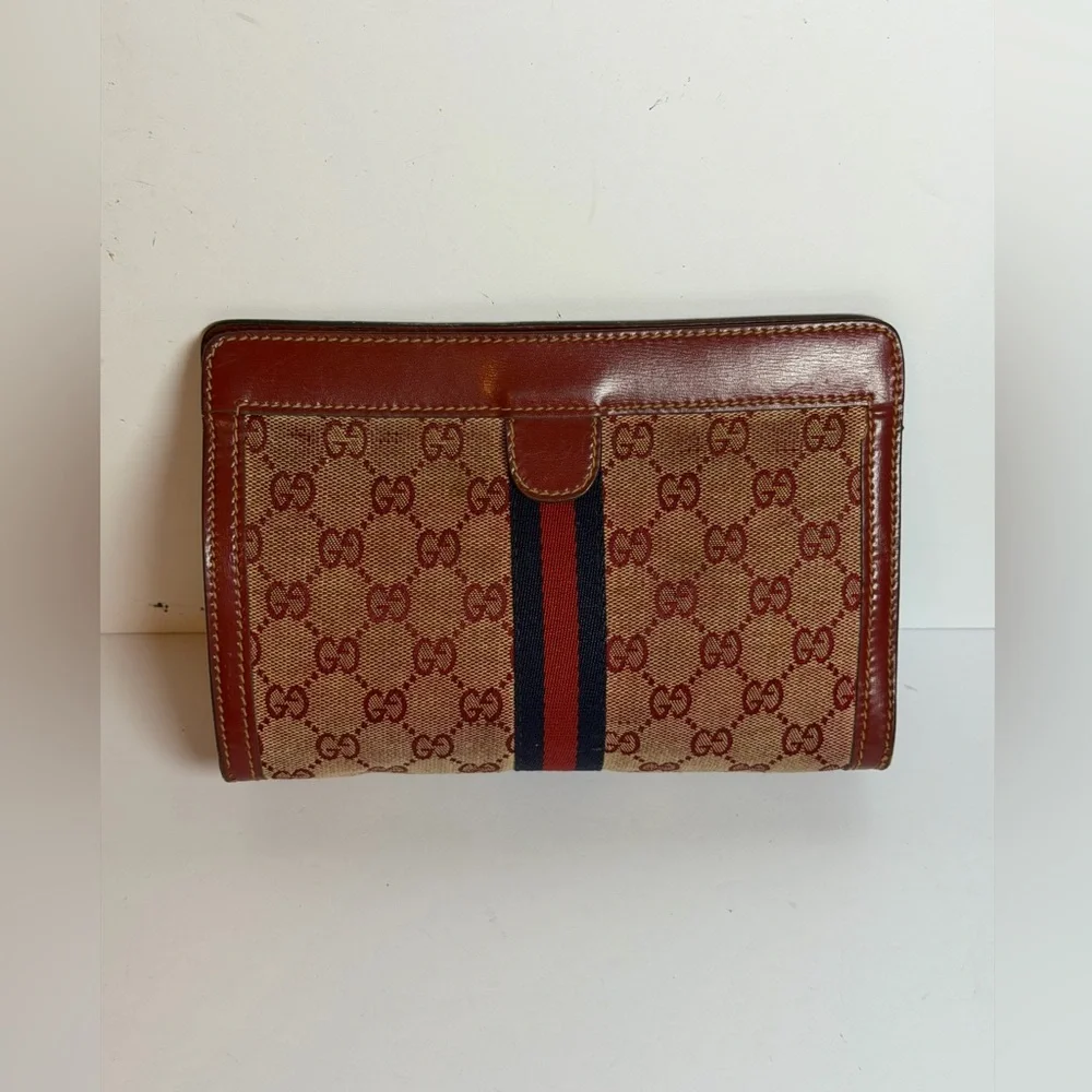 Vintage Gucci Parfums GG Monogram Red Clutch Bag